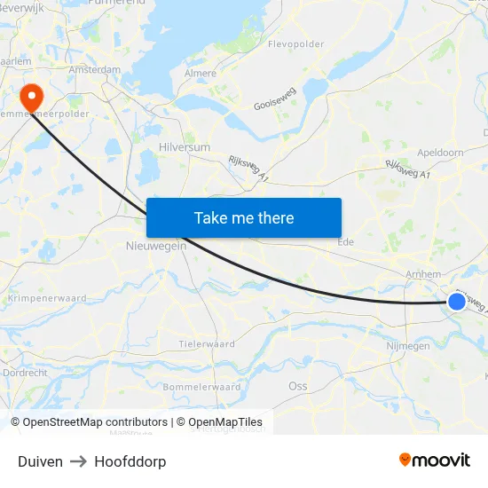 Duiven to Hoofddorp map
