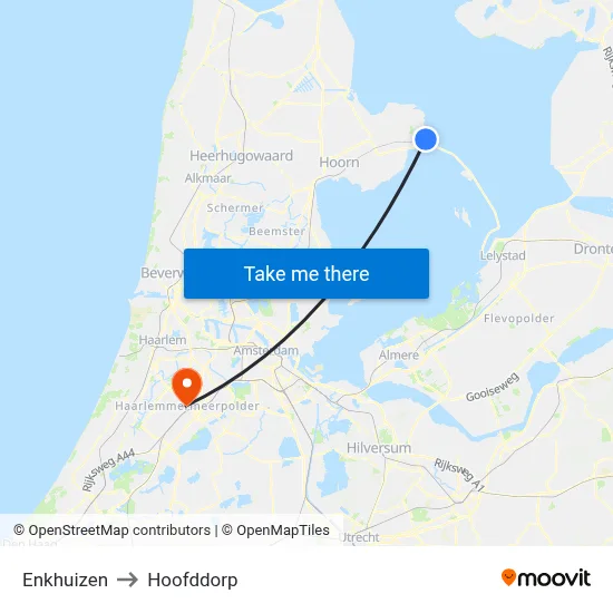 Enkhuizen to Hoofddorp map