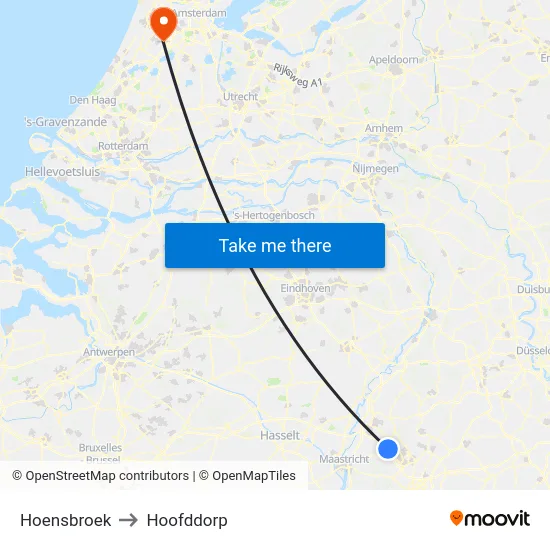 Hoensbroek to Hoofddorp map