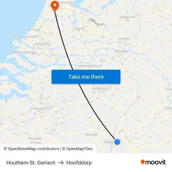 Houthem-St. Gerlach to Hoofddorp map