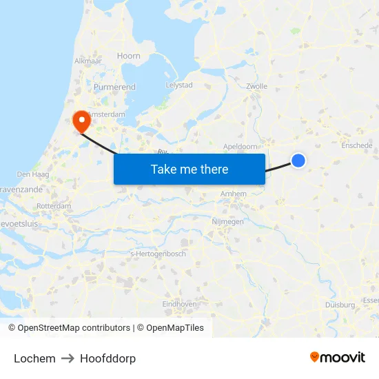 Lochem to Hoofddorp map