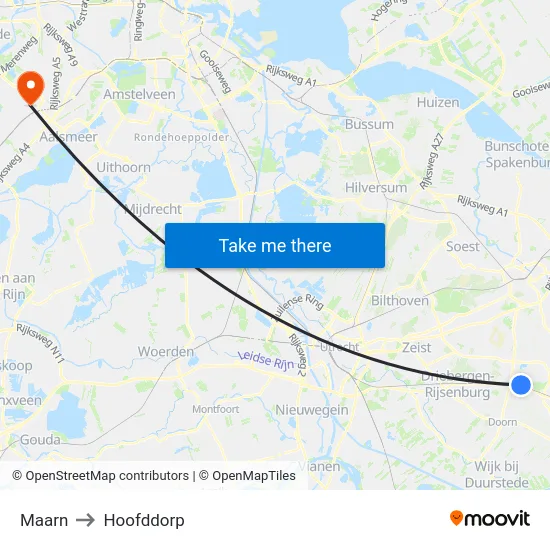 Maarn to Hoofddorp map