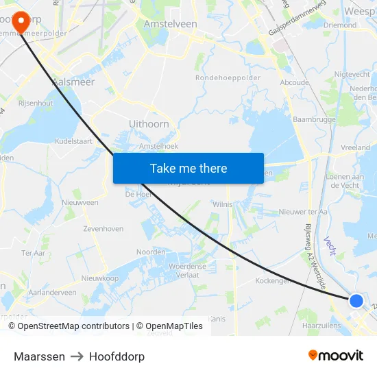 Maarssen to Hoofddorp map