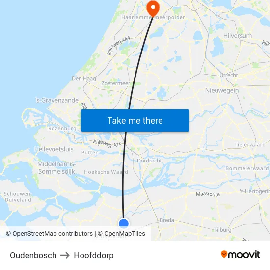 Oudenbosch to Hoofddorp map