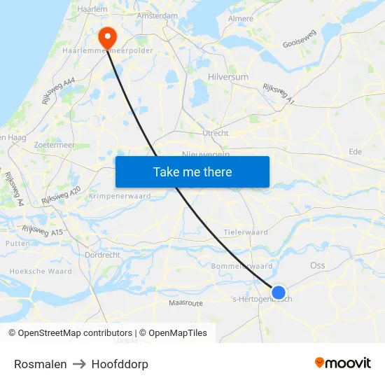 Rosmalen to Hoofddorp map