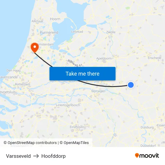 Varsseveld to Hoofddorp map