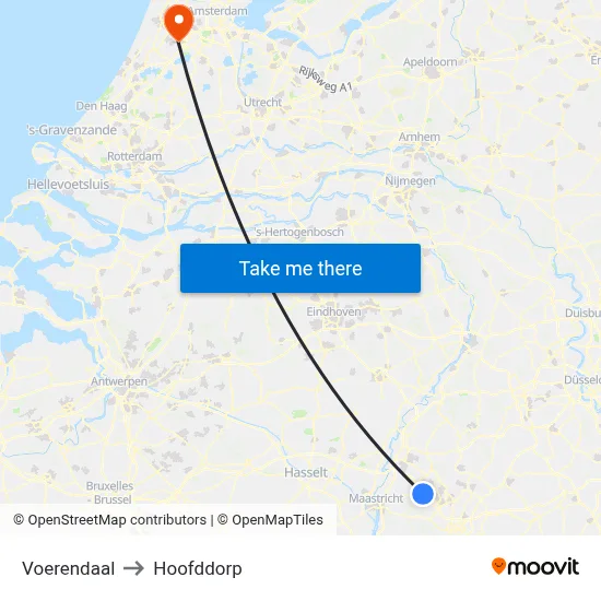 Voerendaal to Hoofddorp map