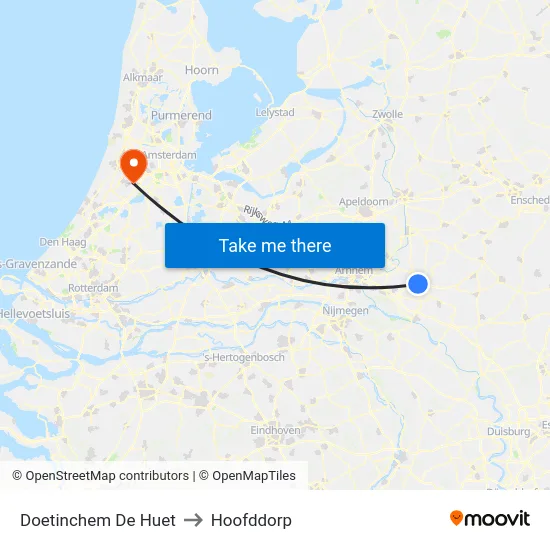 Doetinchem De Huet to Hoofddorp map