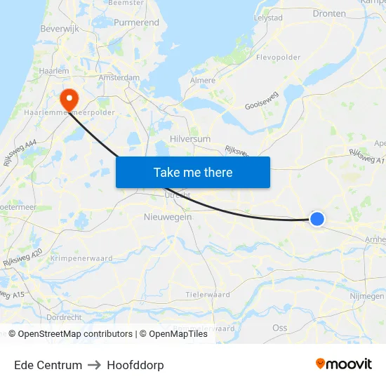 Ede Centrum to Hoofddorp map