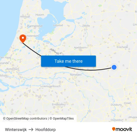 Winterswijk to Hoofddorp map