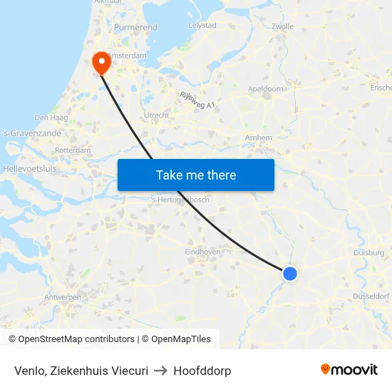 Venlo, Ziekenhuis Viecuri to Hoofddorp map