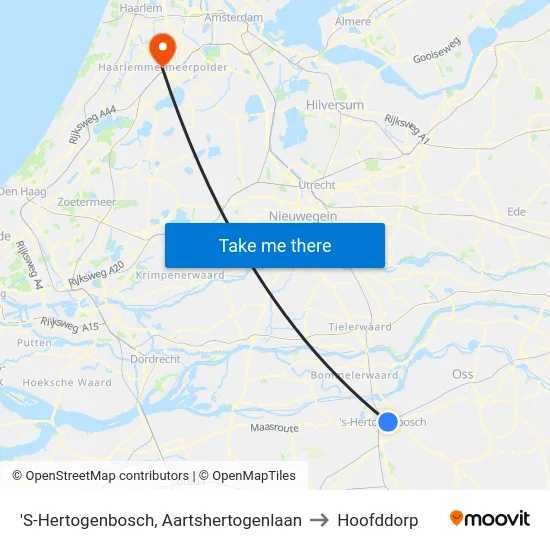 'S-Hertogenbosch, Aartshertogenlaan to Hoofddorp map