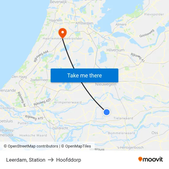 Leerdam, Station to Hoofddorp map