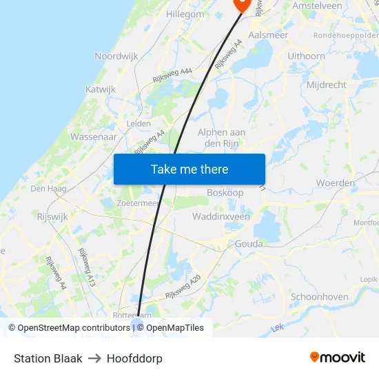 Station Blaak to Hoofddorp map