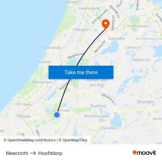 Meerzicht to Hoofddorp map