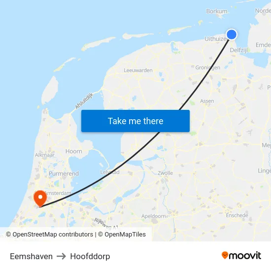 Eemshaven to Hoofddorp map