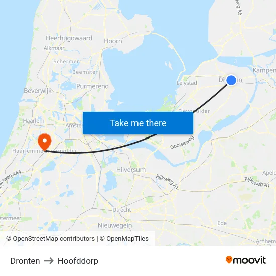 Dronten to Hoofddorp map