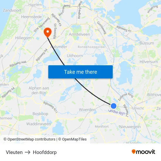 Vleuten to Hoofddorp map