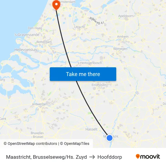 Maastricht, Brusselseweg/Hs. Zuyd to Hoofddorp map