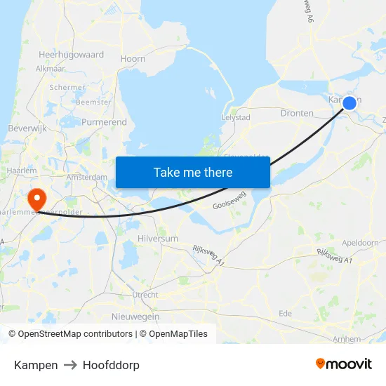 Kampen to Hoofddorp map