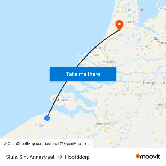 Sluis, Sint-Annastraat to Hoofddorp map