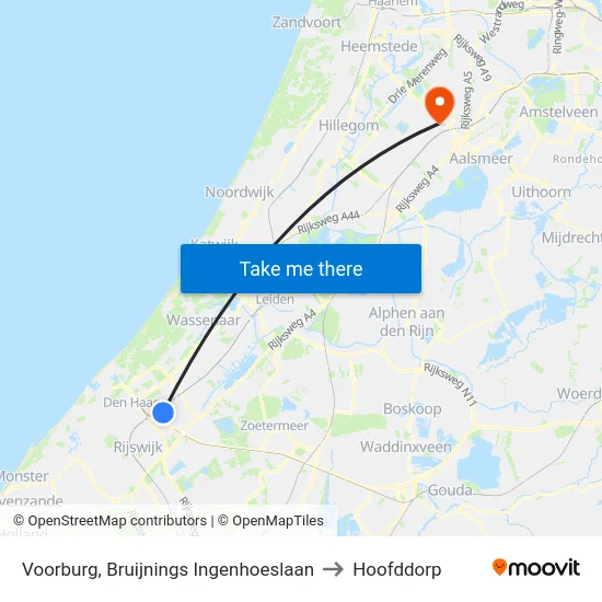 Voorburg, Bruijnings Ingenhoeslaan to Hoofddorp map