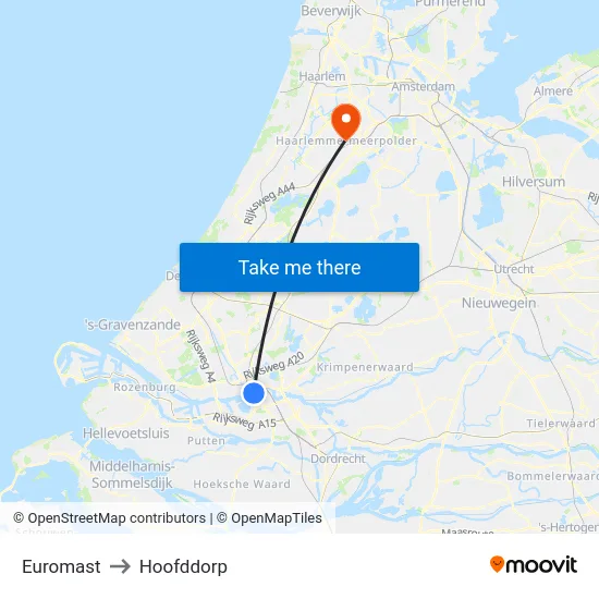 Euromast to Hoofddorp map