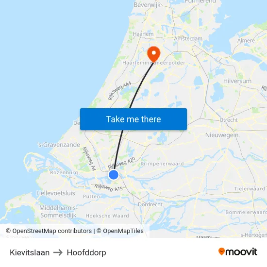 Kievitslaan to Hoofddorp map