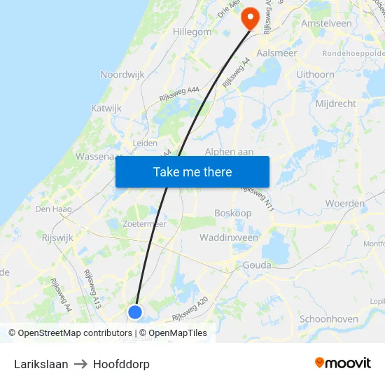 Larikslaan to Hoofddorp map