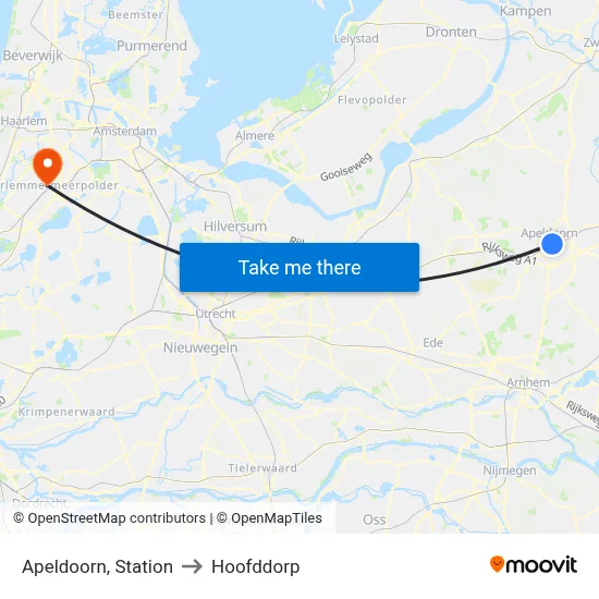 Apeldoorn, Station to Hoofddorp map