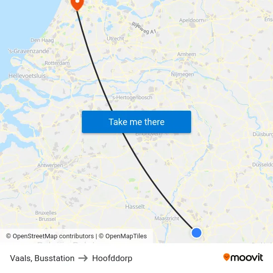 Vaals, Busstation to Hoofddorp map