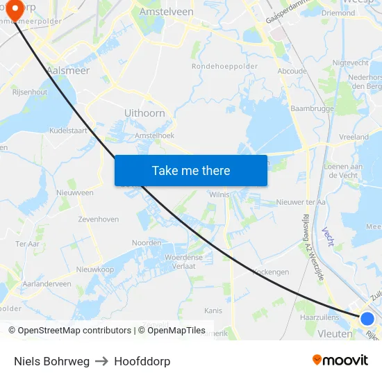 Niels Bohrweg to Hoofddorp map
