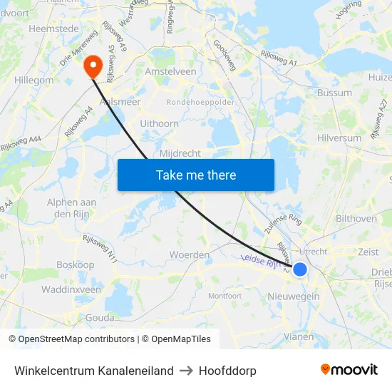 Winkelcentrum Kanaleneiland to Hoofddorp map