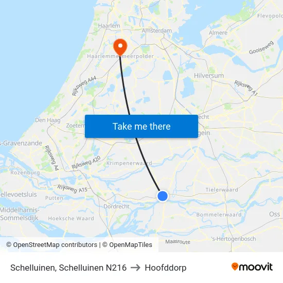 Schelluinen, Schelluinen N216 to Hoofddorp map