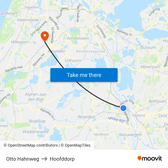 Otto Hahnweg to Hoofddorp map
