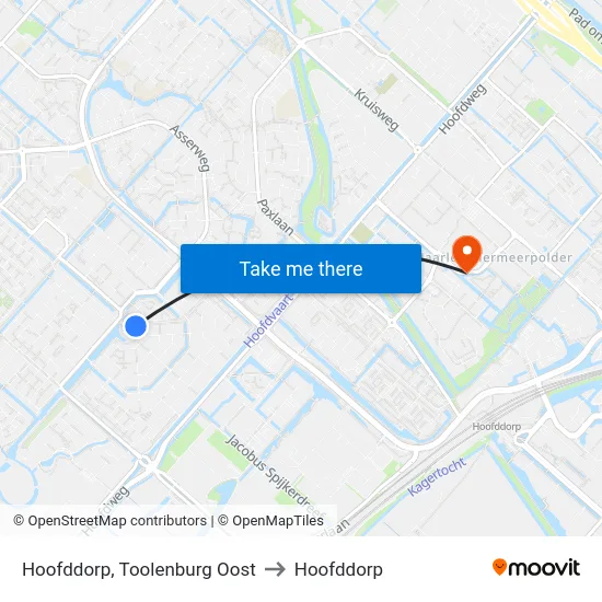 Hoofddorp, Toolenburg Oost to Hoofddorp map