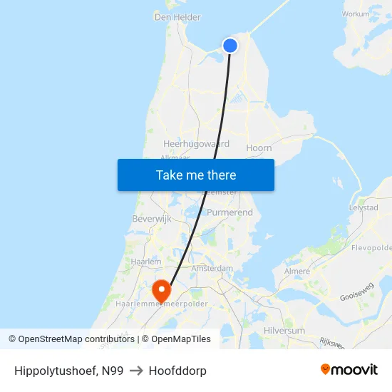Hippolytushoef, N99 to Hoofddorp map