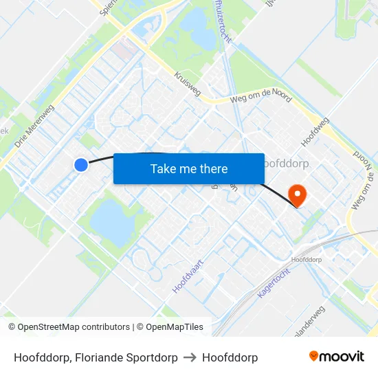 Hoofddorp, Floriande Sportdorp to Hoofddorp map