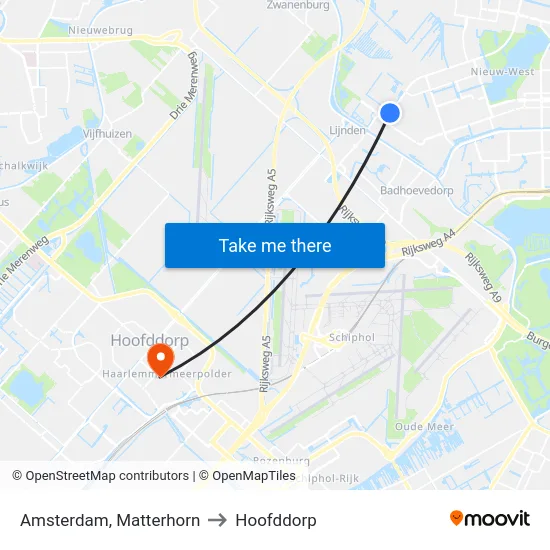 Amsterdam, Matterhorn to Hoofddorp map
