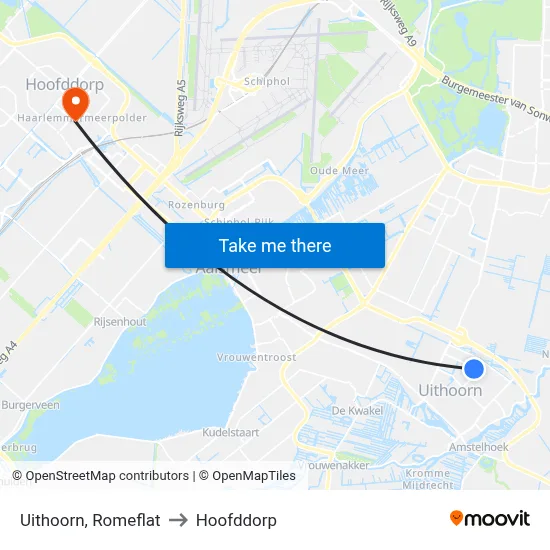 Uithoorn, Romeflat to Hoofddorp map