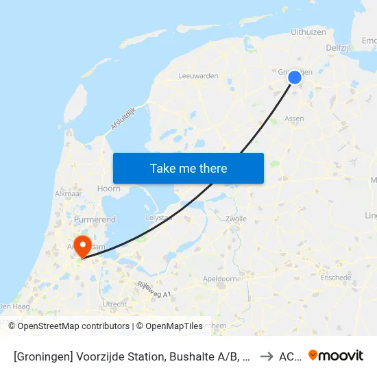 [Groningen] Voorzijde Station, Bushalte A/B, Stationsweg to ACTA map