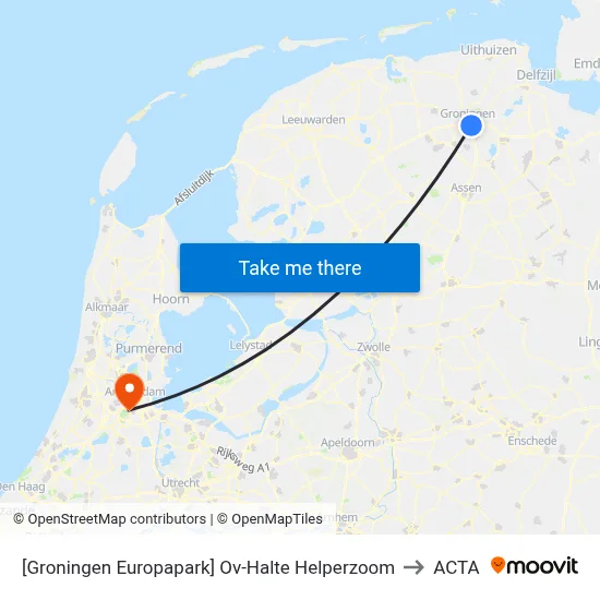 [Groningen Europapark] Ov-Halte Helperzoom to ACTA map