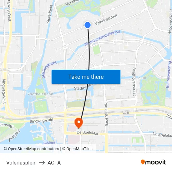 Valeriusplein to ACTA map