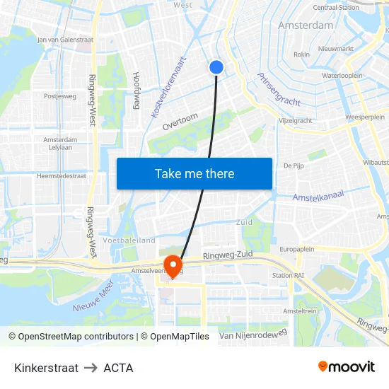 Kinkerstraat to ACTA map