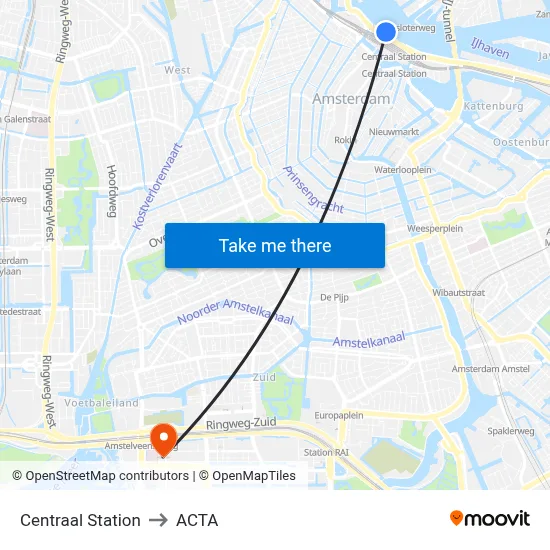 Centraal Station to ACTA map
