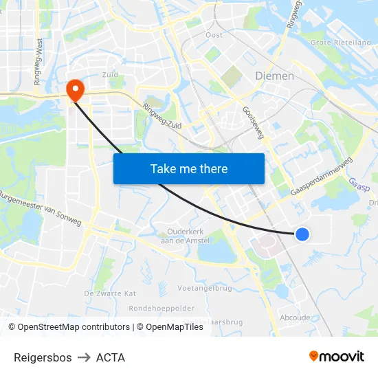 Reigersbos to ACTA map