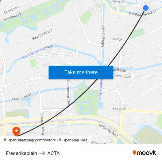 Frederiksplein to ACTA map