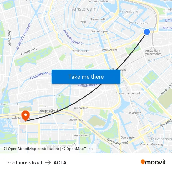 Pontanusstraat to ACTA map