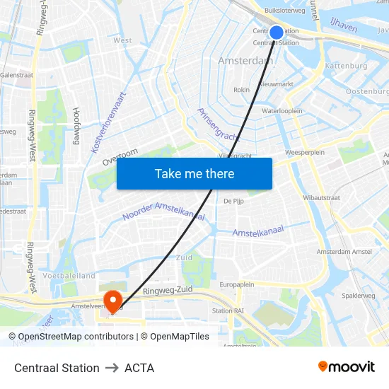 Centraal Station to ACTA map