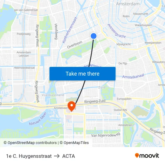 1e C. Huygensstraat to ACTA map